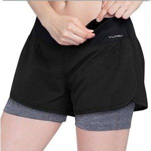 NWT Vutru Black Athletic Workout Shorts With Liner Size Small